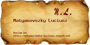 Matyasovszky Luciusz névjegykártya